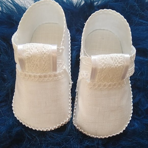 Linen Hand Made unisex baby booties shoes - Picture 7 of 8